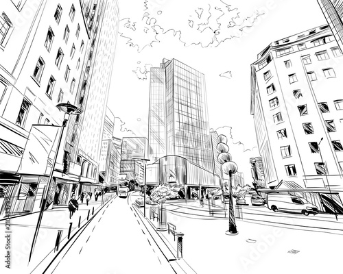 Wellington. New Zealand. Hand drawn city sketch. Vector illustration. 