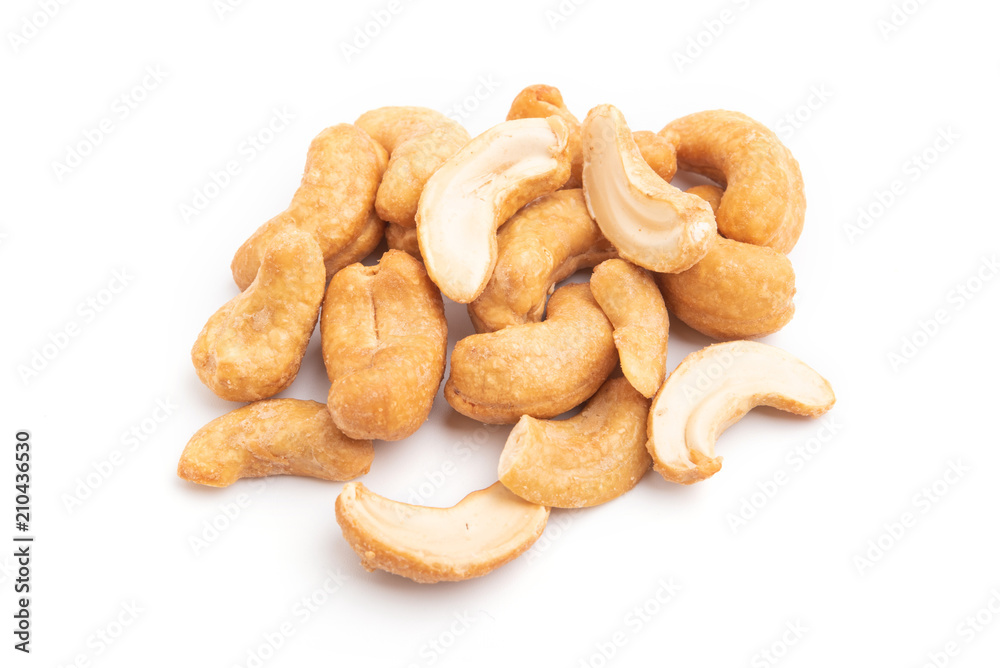 cashew nuts on white background