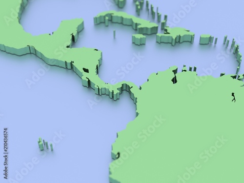 A 3D rendered map of Middle-America