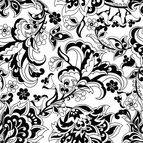 damask flowers seamless vector pattern. floral vintage background