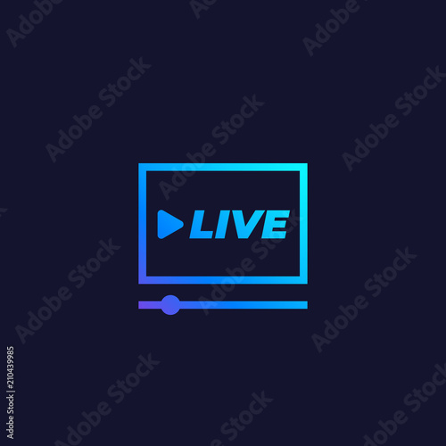 Live stream player vector icon