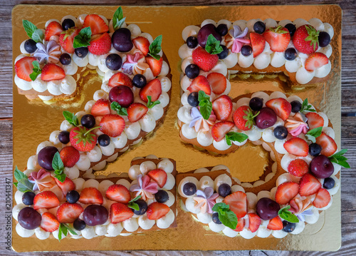 birthday cake in the form of the number twenty-five