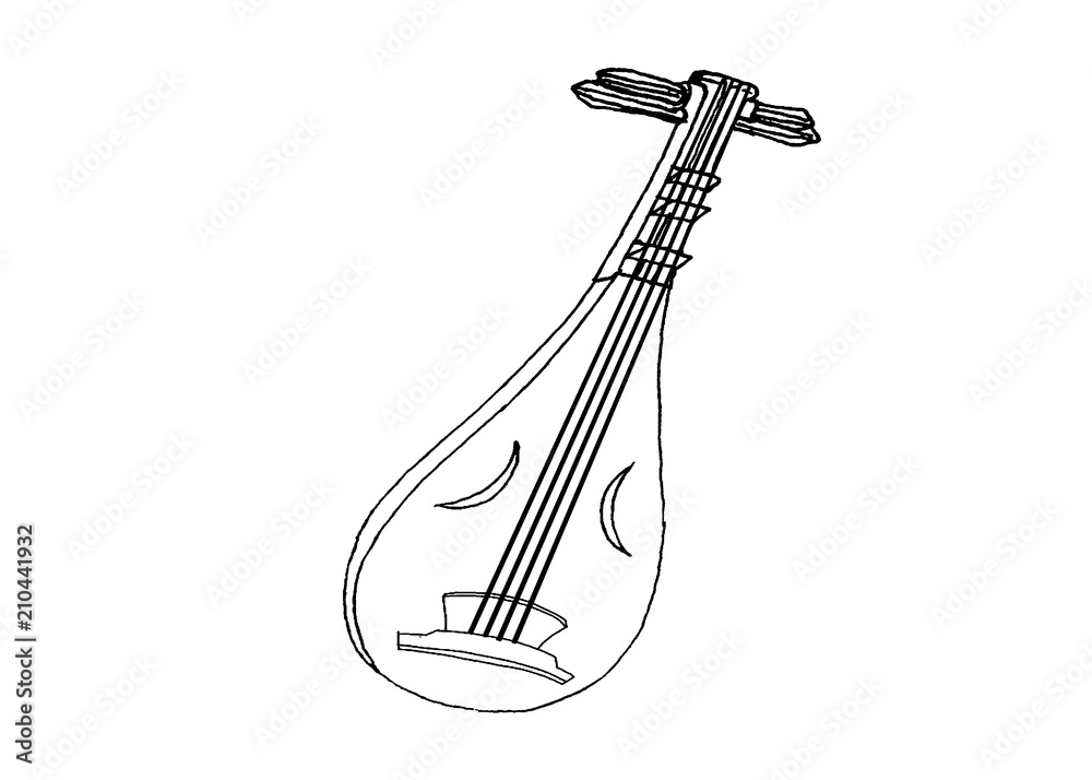 琵琶 塗り絵 Stock イラスト Adobe Stock