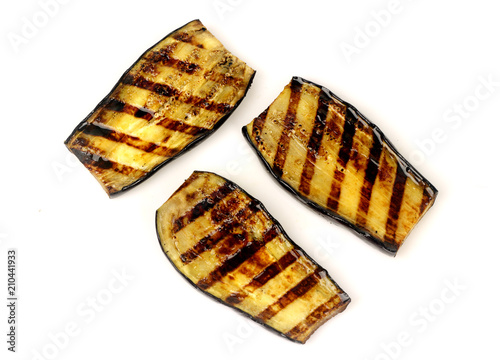 aubergines fried on a grill