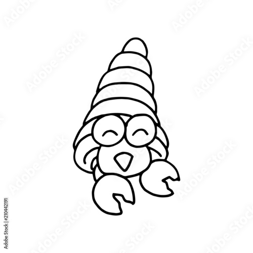 Hermit Crab cartoon illustration isolated on white background for children color book