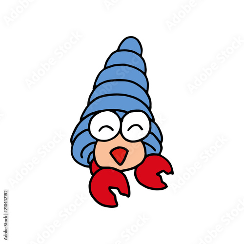 Hermit Crab cartoon illustration isolated on white background for children color book