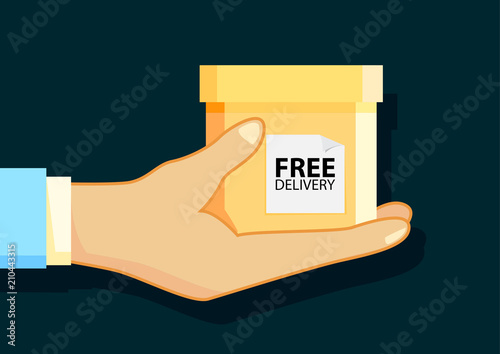 Free delivery concept illustration in flat style. Free box. Vector illustration design.