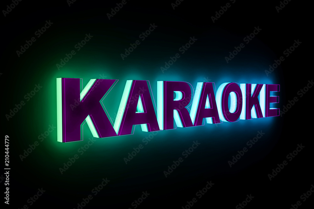 word KARAOKE with neon light