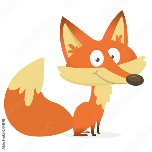  Cute cartoon  fox character. Vector illustration
