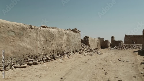 Ruins of abandoned village Al-Jumail, north Qatar, Persian Gulf, Arabian Peninsula photo