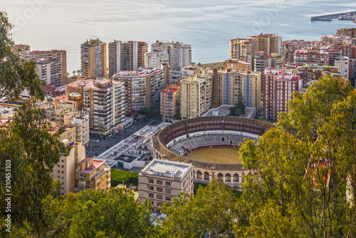 Malaga cityscape, Spain. Bullring view