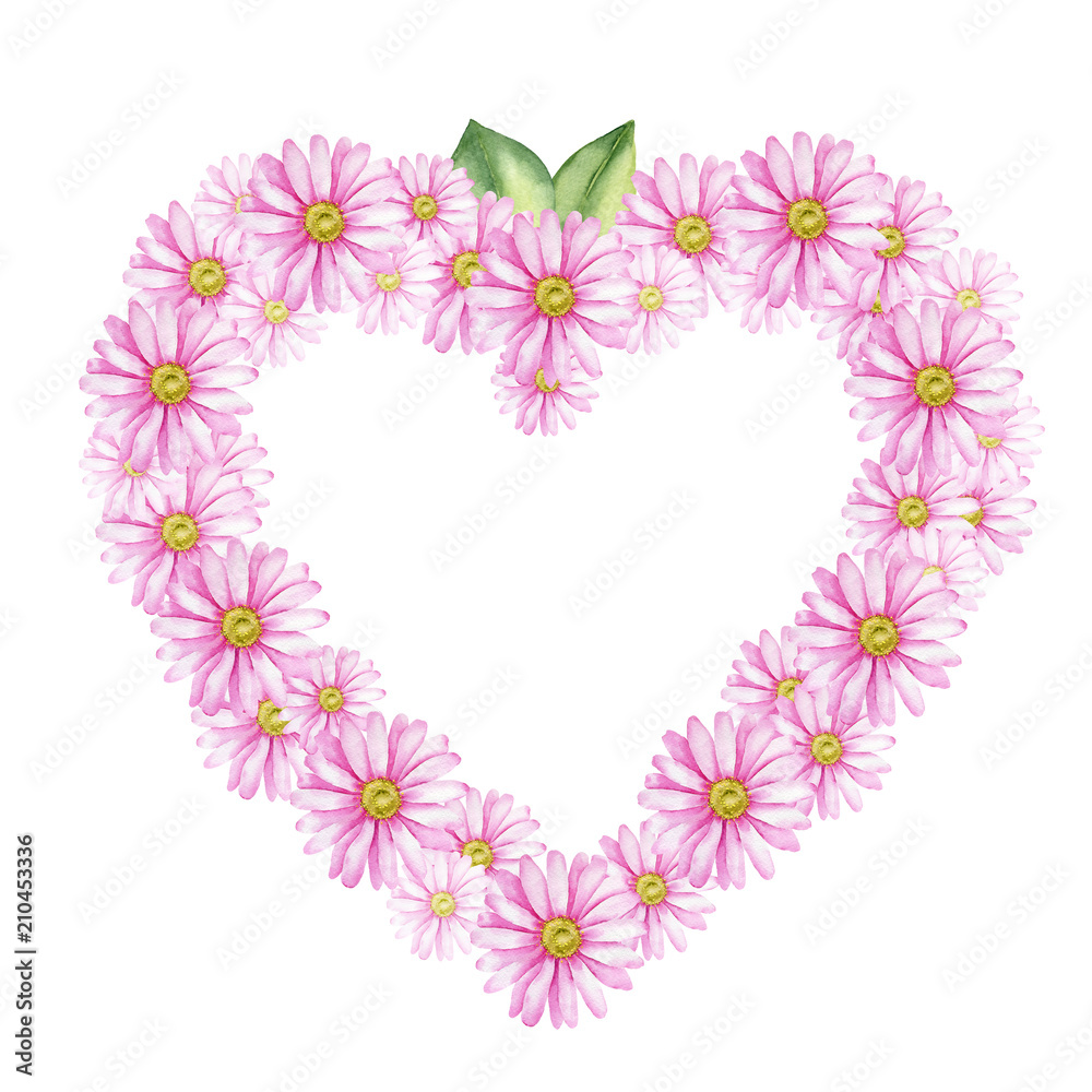 Watercolor floral hearts