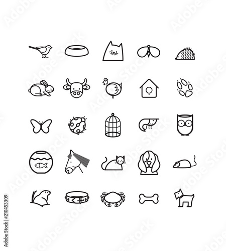 série de pictogrammes, icônes vectoriels sur le thème des animaux  photo