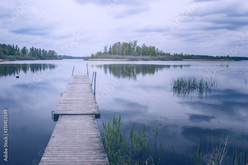 wooden pier on the lake 