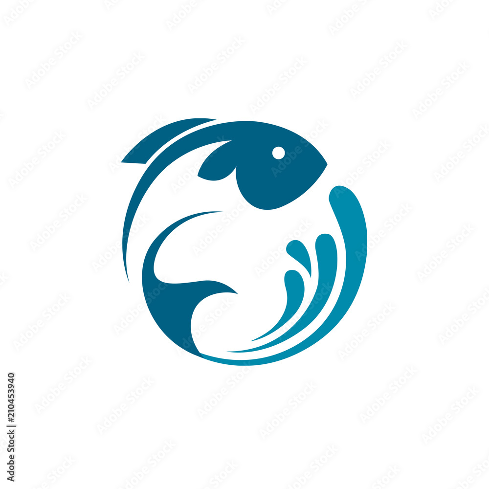 Obraz premium abstract fish icon with blue splash of water