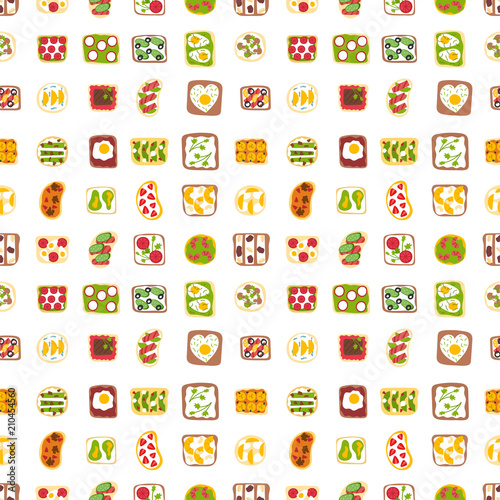 Breakfast toast seamless pattern backgroun slices toasted crust sandwich with...