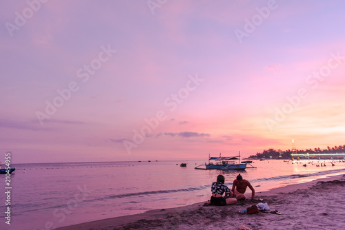 Beautiful sunset at the beach of Morong, Bataan, Philippines photo