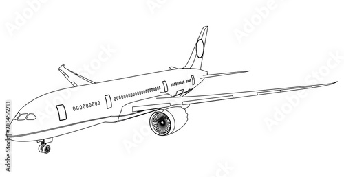 Airplane lines illustration. Abstract vector aircraft on the white background