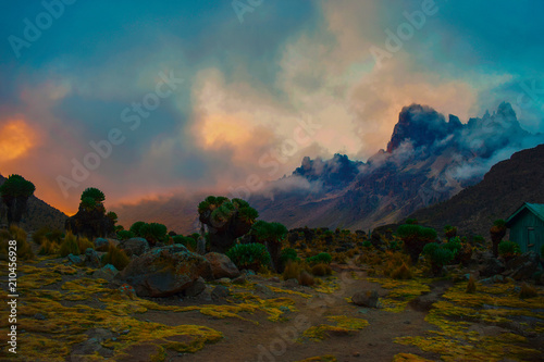 Sunset at Shipton's Camp, Mount Kenya photo