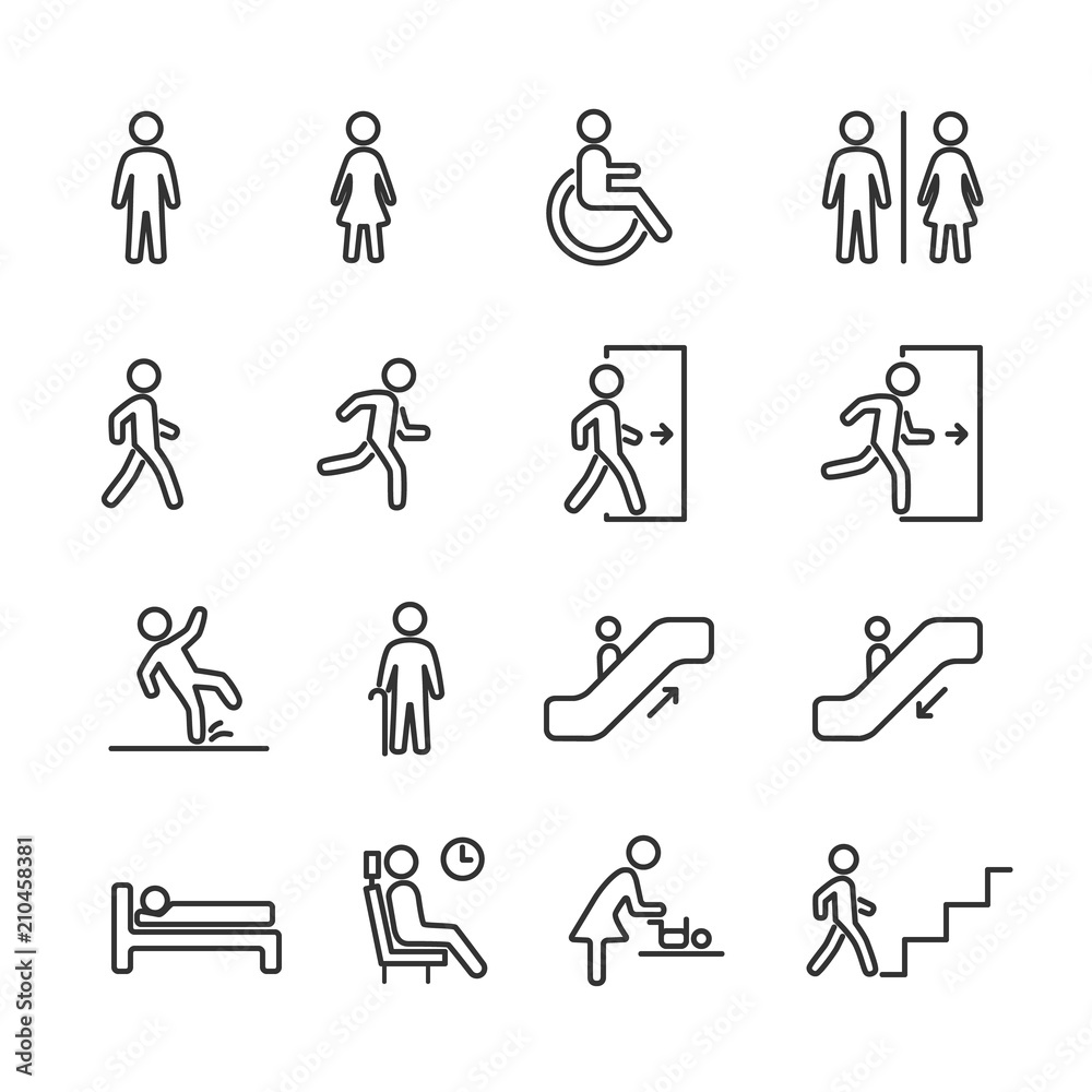Vector image set of people navigation line icons. Vector image set of people navigation line icons.