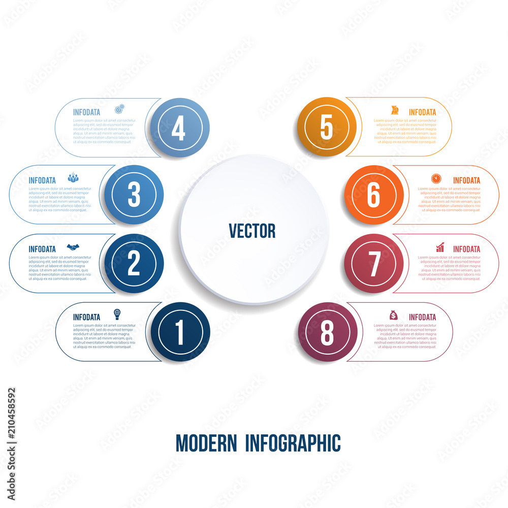 Fototapeta premium Modern Infographic. Chart template for presentation 8 options