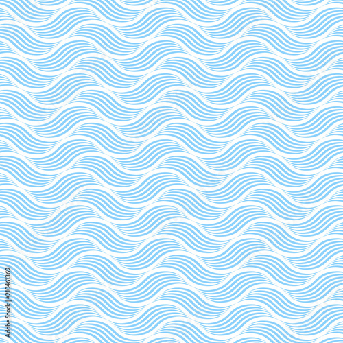 Seamless blue wave pattern. Vector background. （和風背景、波型模様）