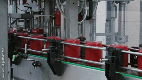 Tomatoes Ketchup production manufacturing in glass jars