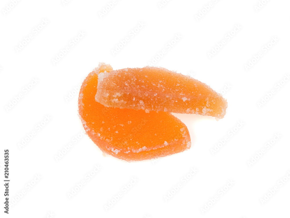 pieces of marmalade on a white background pieces of marmalade on a white background