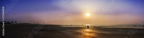 The Beach of east cost India at the Sunrise in a clear morning Spring time.