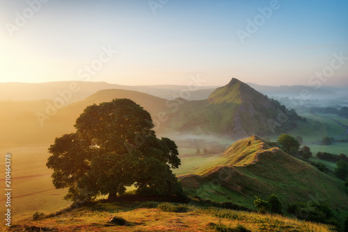 Sunrise over Parkhouse Hill seen from Chrome Hill in Peak District UK photo