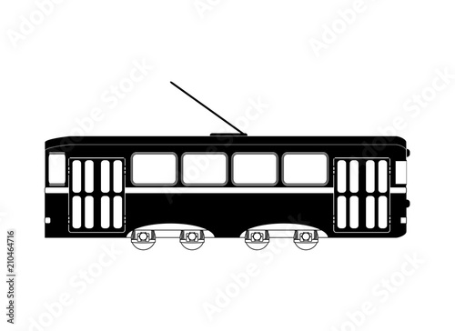 Train or tram black white