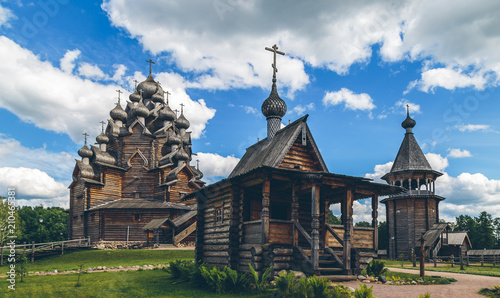ancient wooden church in Russia