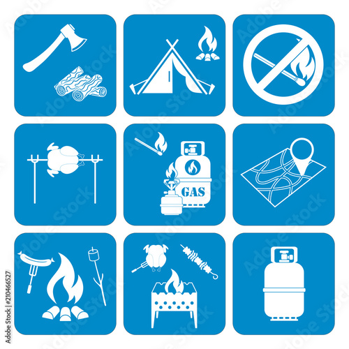 Set of camping equipment icons