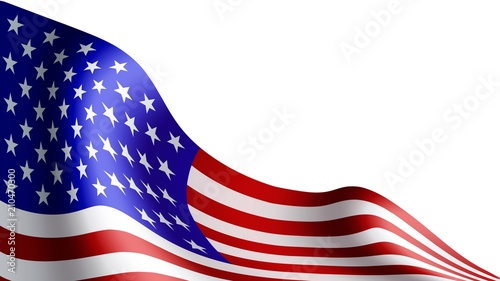 American flag isolated on white