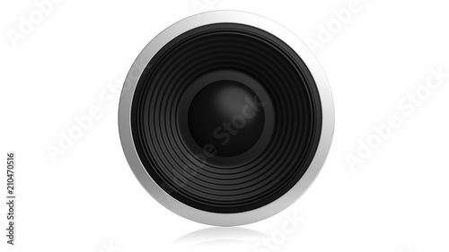 Black music speaker isolated on white background. 3d illustration