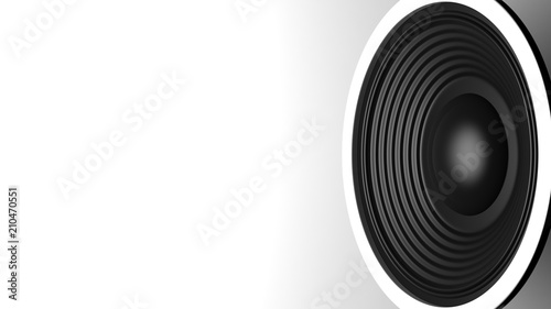 Black music speaker on white background, copy space. 3d illustration photo