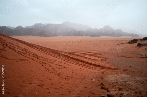 Cuadro en lienzo Rain in the desert Wadi Musa in Jordan