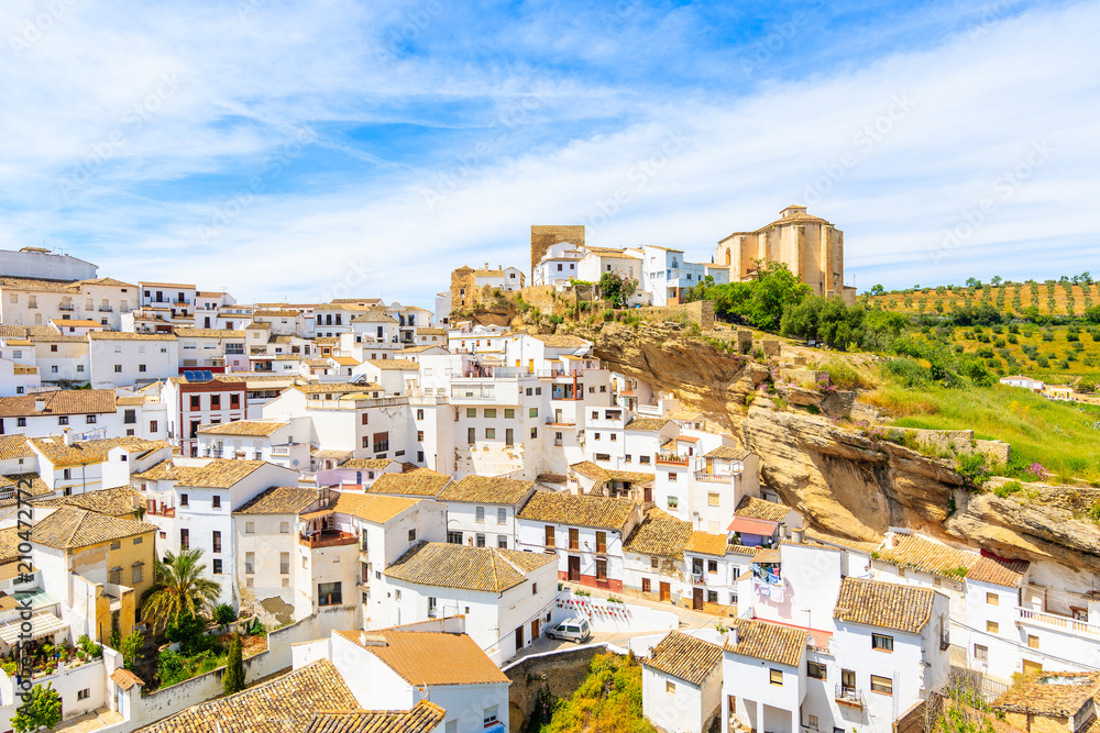 White houses in beautiful village of Sentinel de las Bodegas, Andalusia, Spain White houses in beautiful village of Sentinel de las Bodegas, Andalusia, Spain
