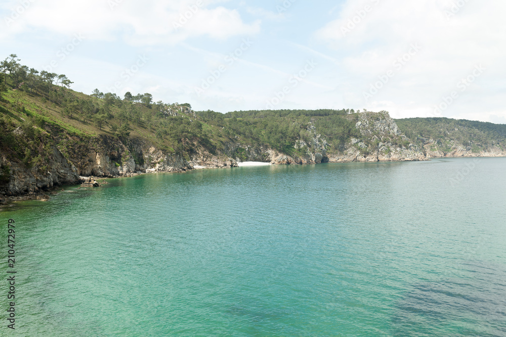 Ocean view. Nature background with nobody. Morgat, Crozon peninsula, Brittany, France