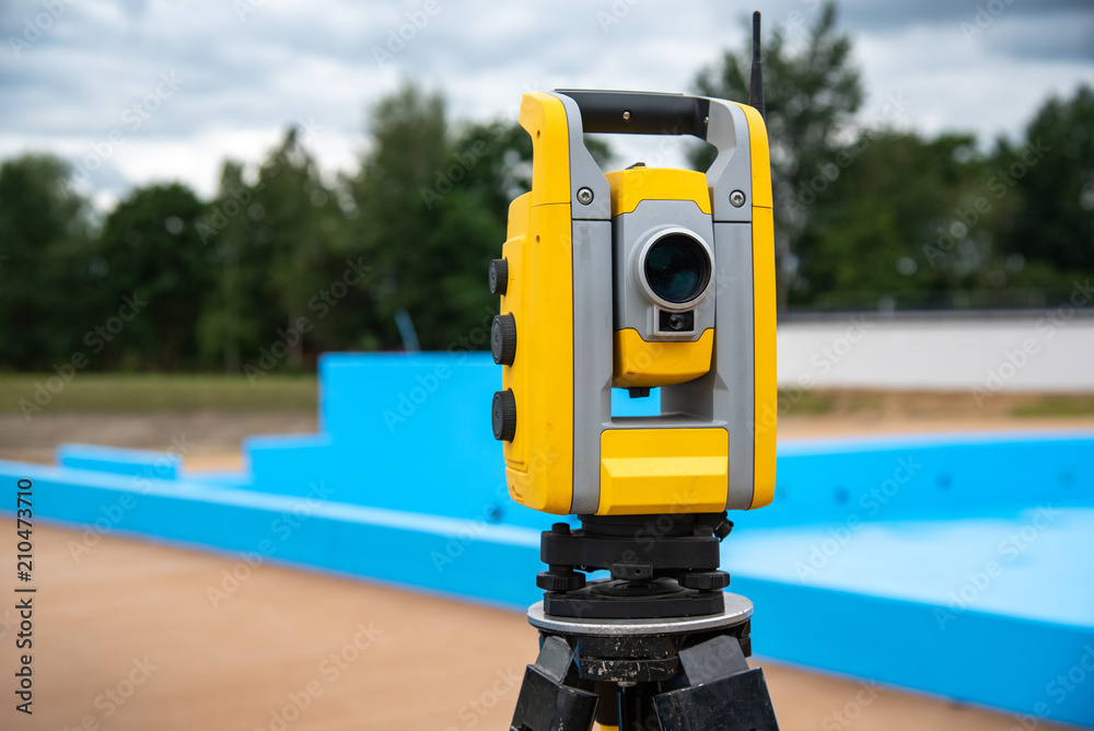 Theodolite on the construction site Theodolite on the construction site