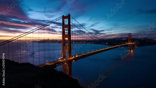 San Francisco Golden Gate Bridge Sunrise Video Time Lapse with Great Sky and Cityscape