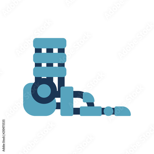 Robot Leg isolated. Cyborg Foot metal . Vector illustration