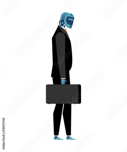 Cyborg businessman. Office Robot Artificial Intelligence. Vector illustration