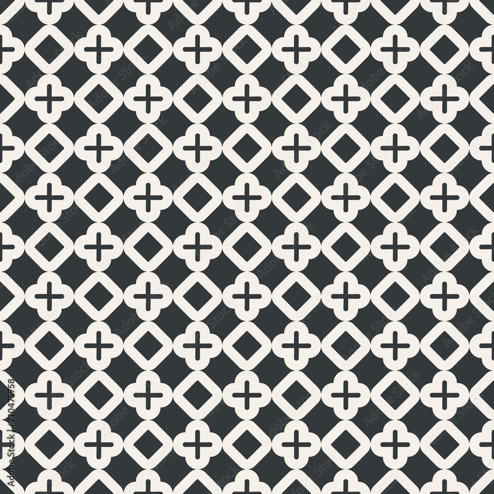 Plus & square symbo dot abstract  seamless pattern monochrome or two colors vector