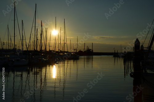 Fototapeta Naklejka Na Ścianę i Meble -  Harbour, the boat haven at the sunrise