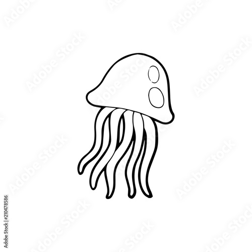 Jelly Fish cartoon illustration isolated on white background for children color book