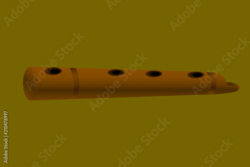musical instrument pipe wooden vector . classical flute indian