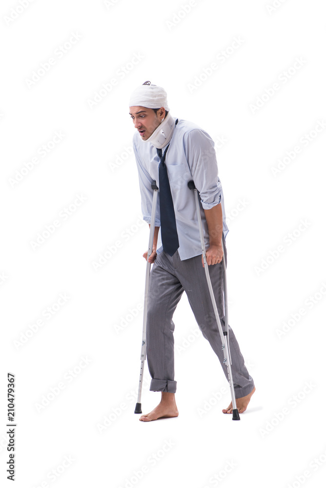 Injured businessman isolated on white background Injured businessman isolated on white background