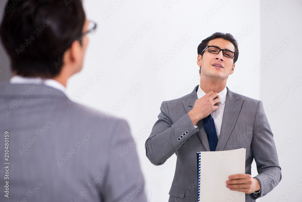 Politician planning speach in front of mirror Politician planning speach in front of mirror