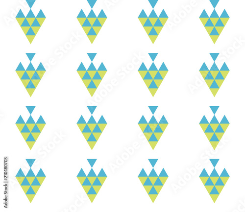 Seamless geometric pattern wth colorful triangles on white background. Seamless abstract triangle geometrical background. Infinity geometric pattern. Vector illustration.